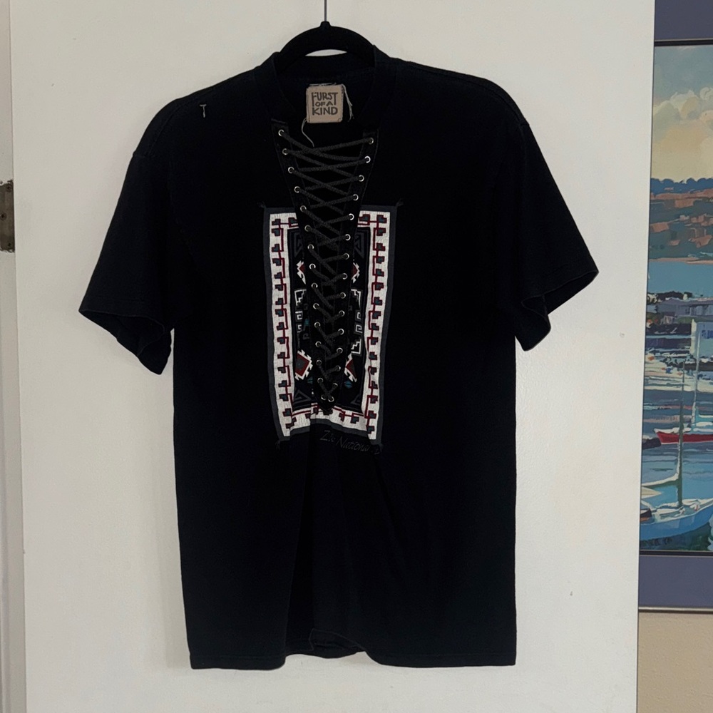 Black Lace-Up Graphic Women’s T-Shirt